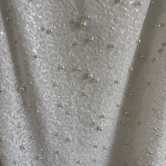 White Sequin & Pearl Embellished Dress - Picture 2 of 4